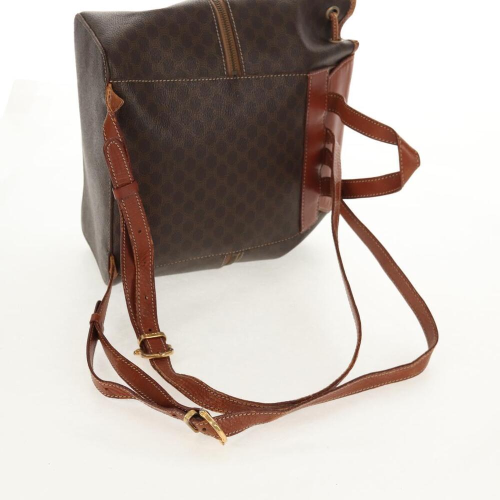 CELINE Macadam Canvas Backpack PVC Leather Brown Gold Auth 156449 - Picture 7 of 16